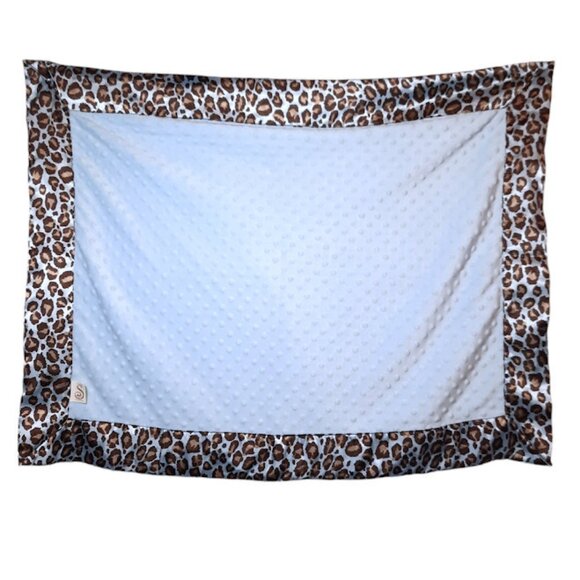 Cherish & Joy Silky Leopard Minky Dot USA Baby Lovey Security Blanket 34" X 25" - Picture 2 of 5
